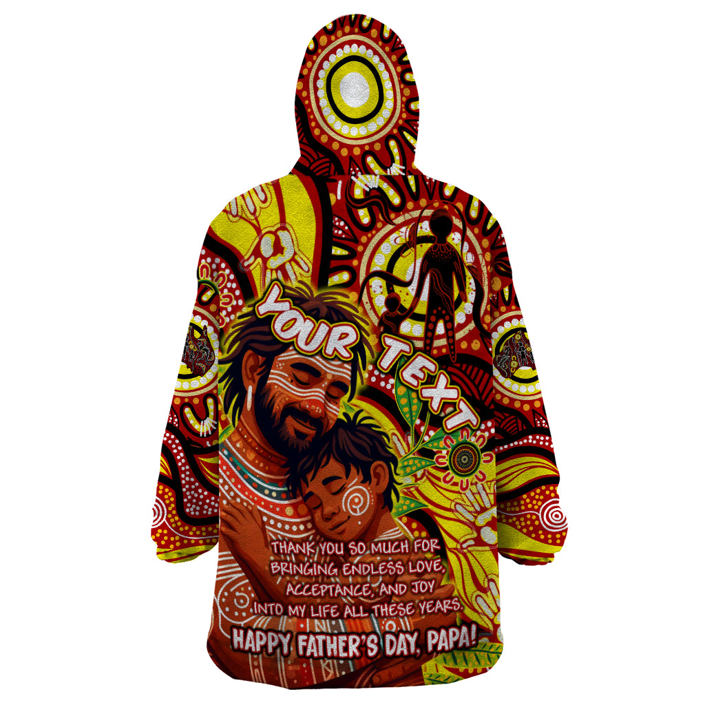 Custom Australia Father's Day Wearable Blanket Hoodie Aboriginal Father and Son