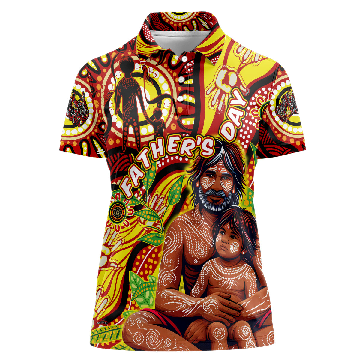 Custom Australia Father's Day Women Polo Shirt Aboriginal Father and Son