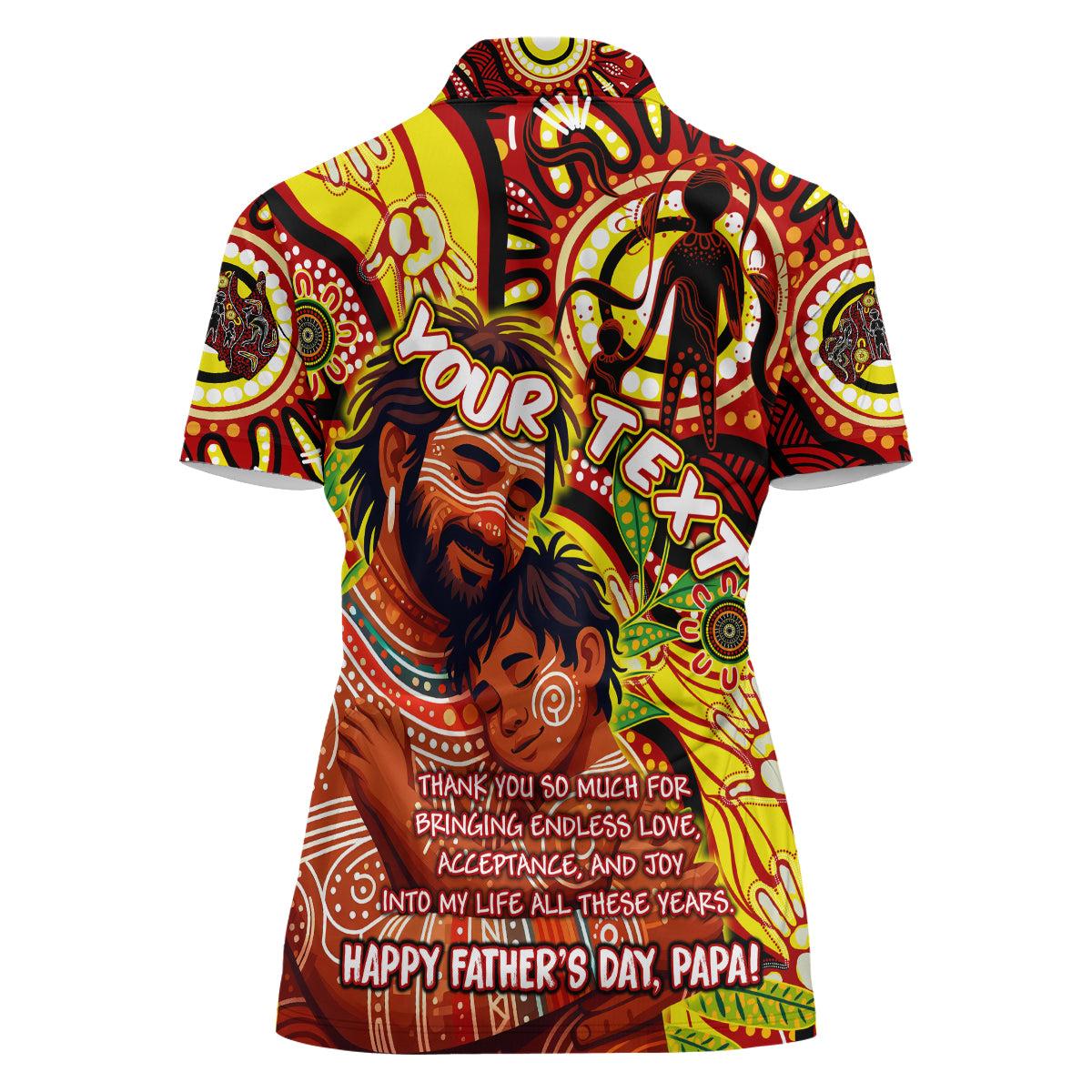 Custom Australia Father's Day Women Polo Shirt Aboriginal Father and Son
