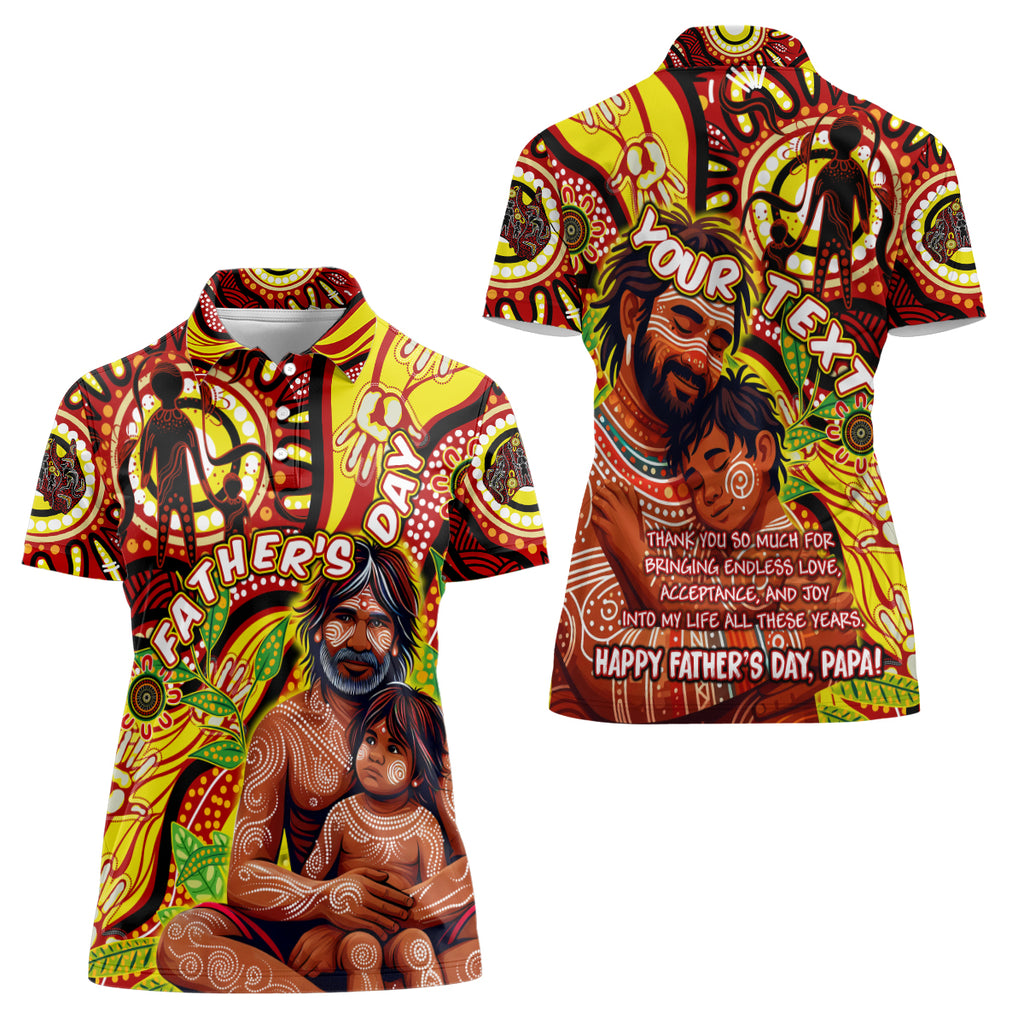 Custom Australia Father's Day Women Polo Shirt Aboriginal Father and Son