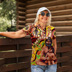 Custom Australia Father's Day Women Polo Shirt Aboriginal Father and Son