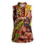 Custom Australia Father's Day Women Sleeveless Polo Shirt Aboriginal Father and Son