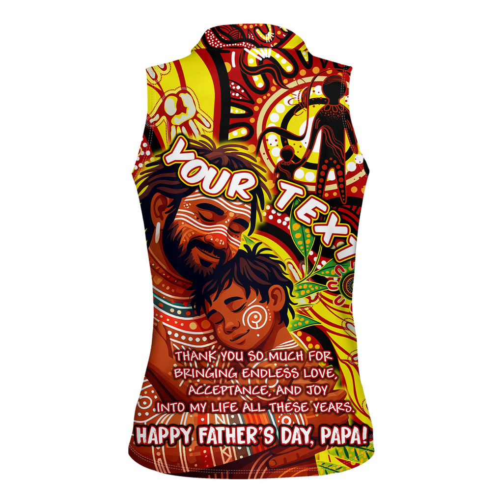 Custom Australia Father's Day Women Sleeveless Polo Shirt Aboriginal Father and Son