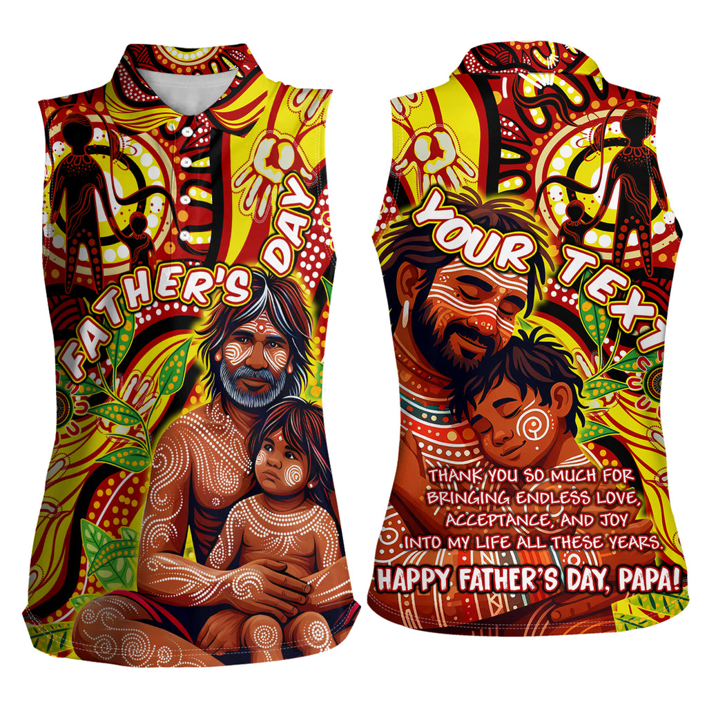 Custom Australia Father's Day Women Sleeveless Polo Shirt Aboriginal Father and Son