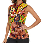 Custom Australia Father's Day Women Sleeveless Polo Shirt Aboriginal Father and Son