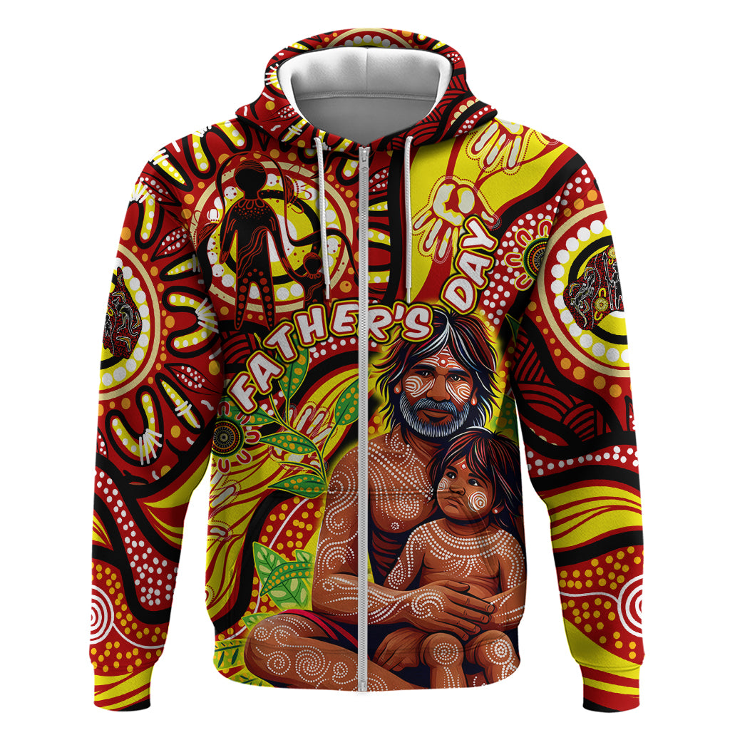 Custom Australia Father's Day Zip Hoodie Aboriginal Father and Son