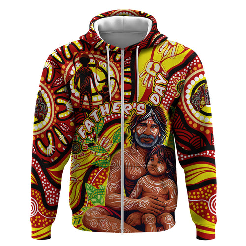 Custom Australia Father's Day Zip Hoodie Aboriginal Father and Son