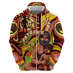 Custom Australia Father's Day Zip Hoodie Aboriginal Father and Son