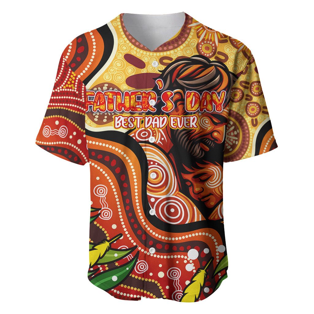 Custom Father's Day Australia Baseball Jersey Best Dad Ever Aboriginal Art
