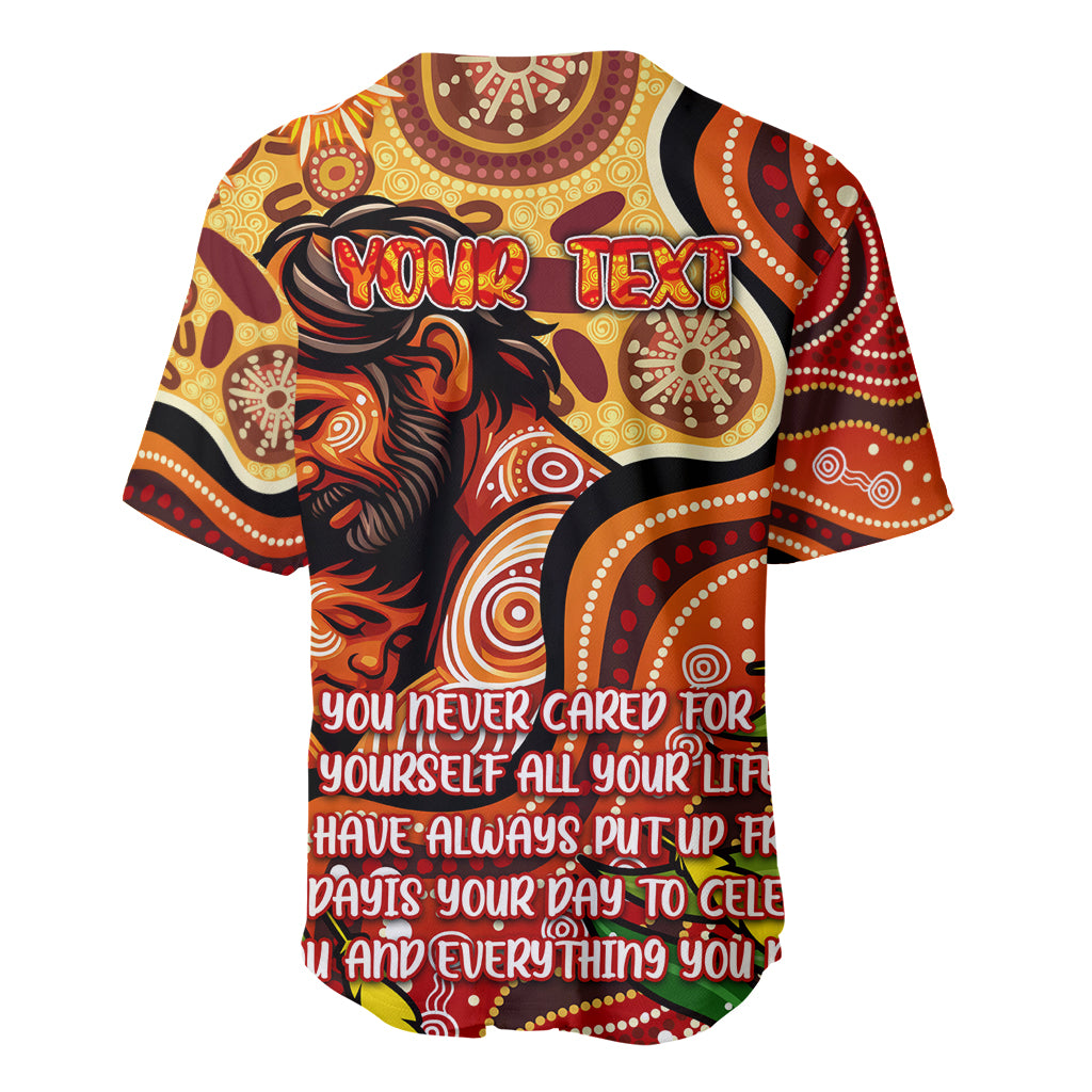 Custom Father's Day Australia Baseball Jersey Best Dad Ever Aboriginal Art