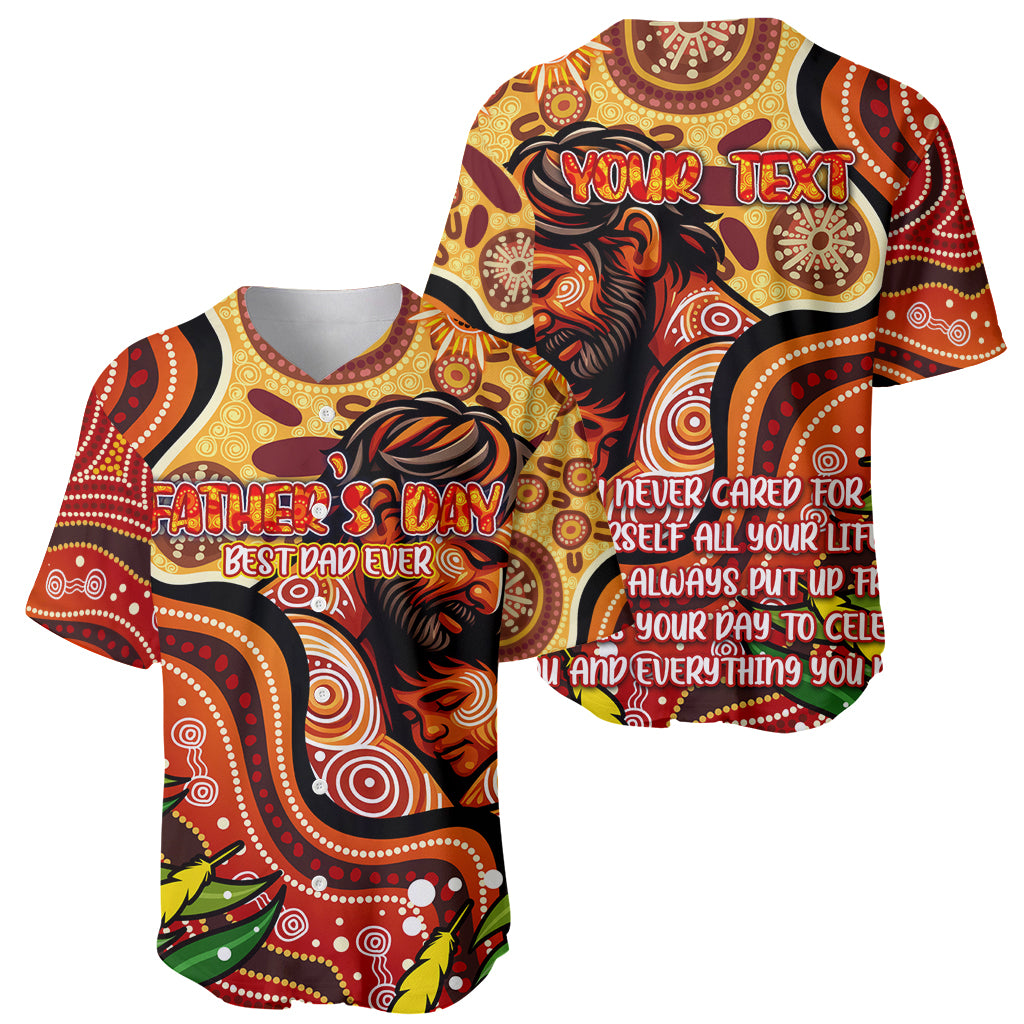 Custom Father's Day Australia Baseball Jersey Best Dad Ever Aboriginal Art