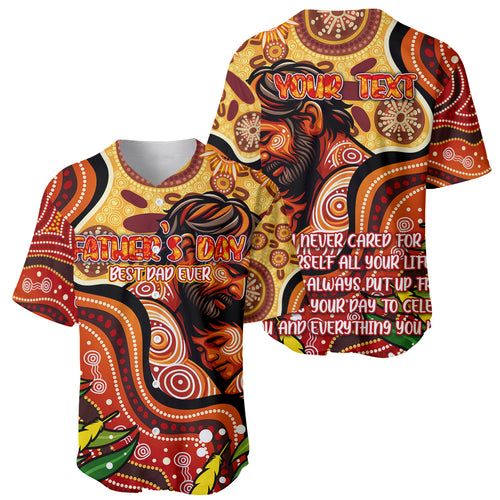 Custom Father's Day Australia Baseball Jersey Best Dad Ever Aboriginal Art