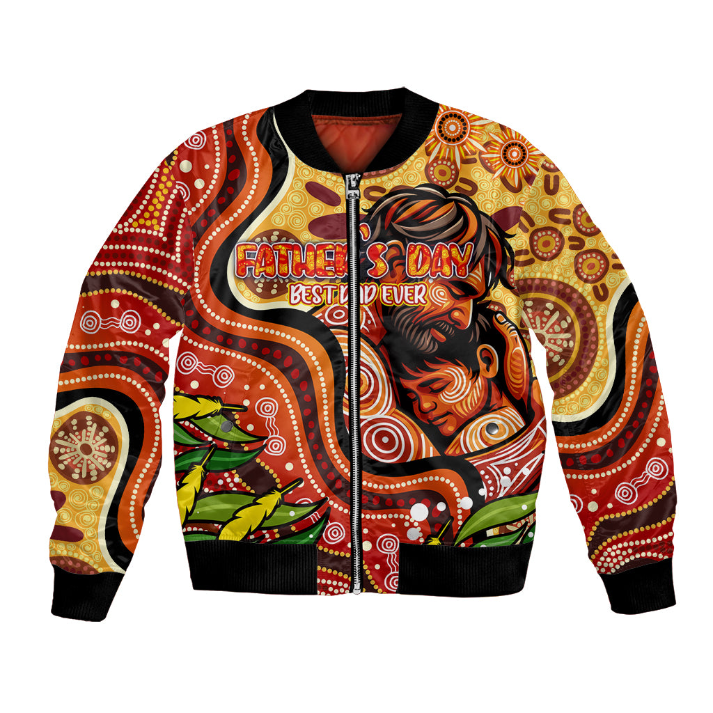 Custom Father's Day Australia Bomber Jacket Best Dad Ever Aboriginal Art