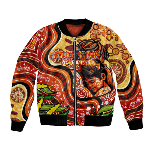 Custom Father's Day Australia Bomber Jacket Best Dad Ever Aboriginal Art