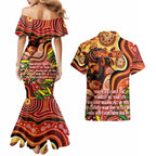 Custom Father's Day Australia Couples Matching Mermaid Dress and Hawaiian Shirt Best Dad Ever Aboriginal Art