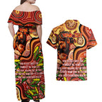 Custom Father's Day Australia Couples Matching Off Shoulder Maxi Dress and Hawaiian Shirt Best Dad Ever Aboriginal Art