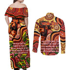 Custom Father's Day Australia Couples Matching Off Shoulder Maxi Dress and Long Sleeve Button Shirt Best Dad Ever Aboriginal Art