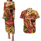 Custom Father's Day Australia Couples Matching Puletasi and Hawaiian Shirt Best Dad Ever Aboriginal Art
