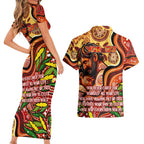 Custom Father's Day Australia Couples Matching Short Sleeve Bodycon Dress and Hawaiian Shirt Best Dad Ever Aboriginal Art