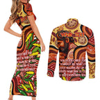 Custom Father's Day Australia Couples Matching Short Sleeve Bodycon Dress and Long Sleeve Button Shirt Best Dad Ever Aboriginal Art