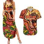 Custom Father's Day Australia Couples Matching Summer Maxi Dress and Hawaiian Shirt Best Dad Ever Aboriginal Art