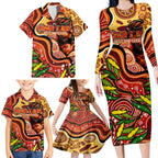 Custom Father's Day Australia Family Matching Long Sleeve Bodycon Dress and Hawaiian Shirt Best Dad Ever Aboriginal Art