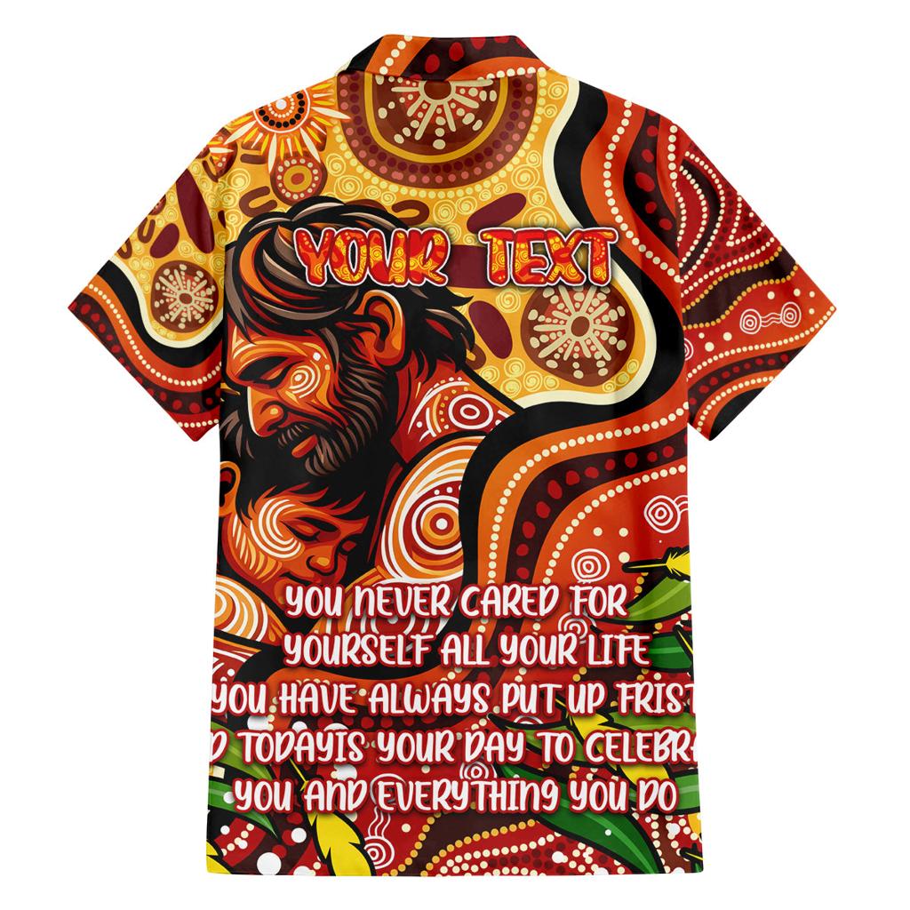 Custom Father's Day Australia Family Matching Off The Shoulder Long Sleeve Dress and Hawaiian Shirt Best Dad Ever Aboriginal Art