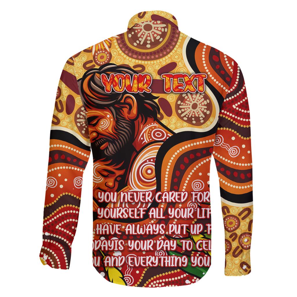 Custom Father's Day Australia Family Matching Off The Shoulder Long Sleeve Dress and Hawaiian Shirt Best Dad Ever Aboriginal Art