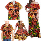 Custom Father's Day Australia Family Matching Off Shoulder Maxi Dress and Hawaiian Shirt Best Dad Ever Aboriginal Art