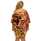 Custom Father's Day Australia Family Matching Off Shoulder Short Dress and Hawaiian Shirt Best Dad Ever Aboriginal Art