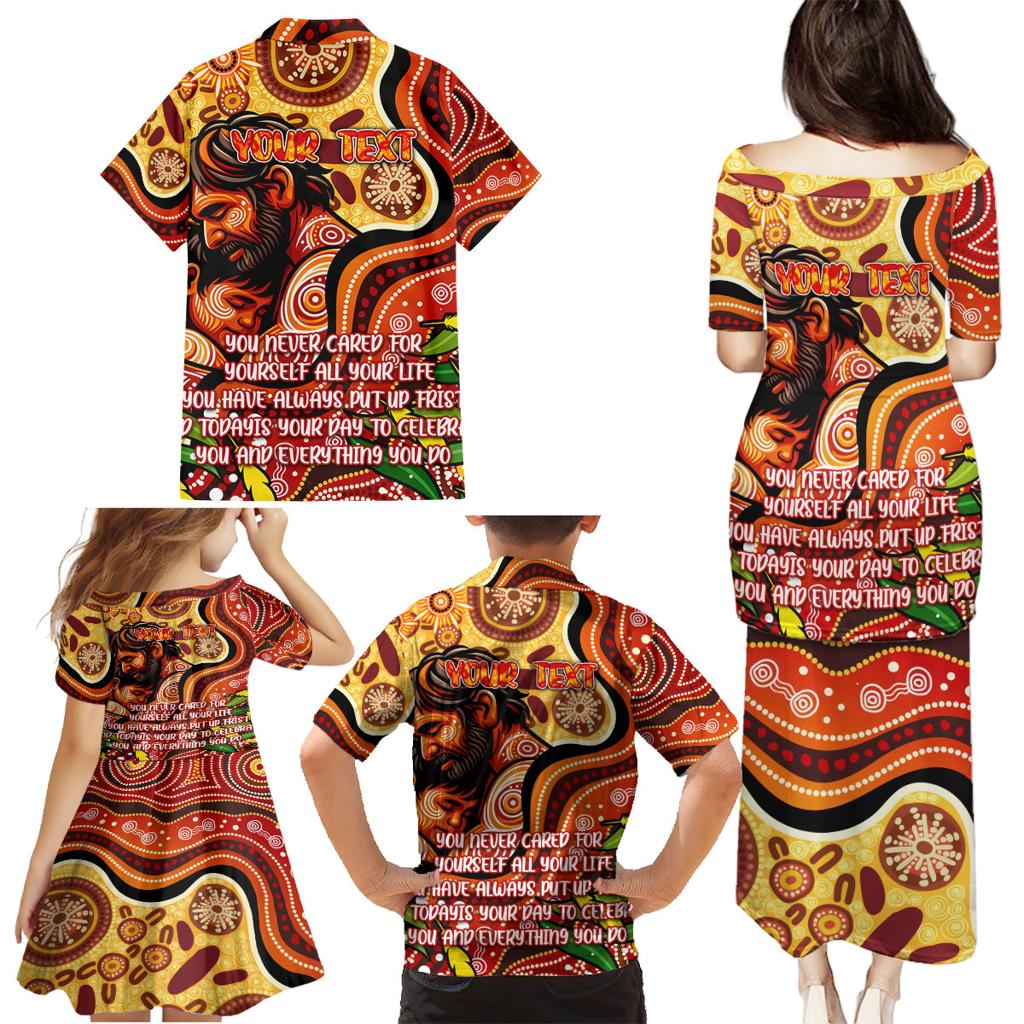 Custom Father's Day Australia Family Matching Puletasi and Hawaiian Shirt Best Dad Ever Aboriginal Art