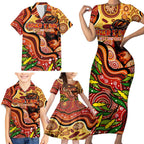 Custom Father's Day Australia Family Matching Short Sleeve Bodycon Dress and Hawaiian Shirt Best Dad Ever Aboriginal Art