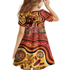 Custom Father's Day Australia Family Matching Short Sleeve Bodycon Dress and Hawaiian Shirt Best Dad Ever Aboriginal Art
