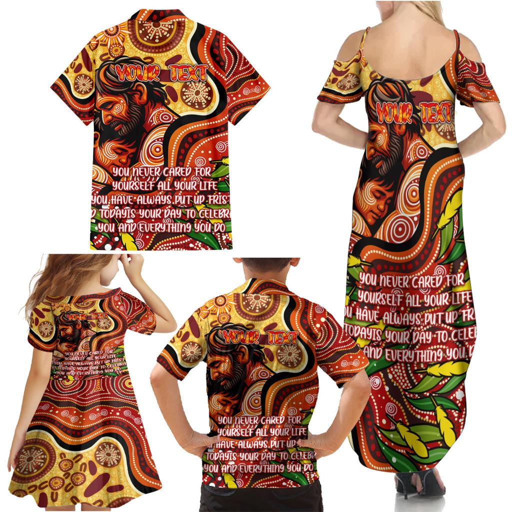 Custom Father's Day Australia Family Matching Summer Maxi Dress and Hawaiian Shirt Best Dad Ever Aboriginal Art