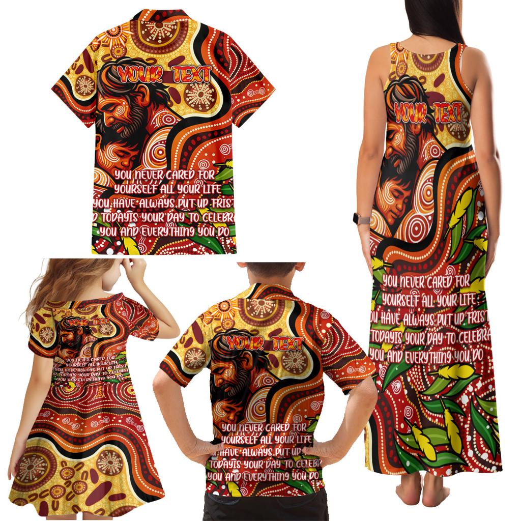 Custom Father's Day Australia Family Matching Tank Maxi Dress and Hawaiian Shirt Best Dad Ever Aboriginal Art