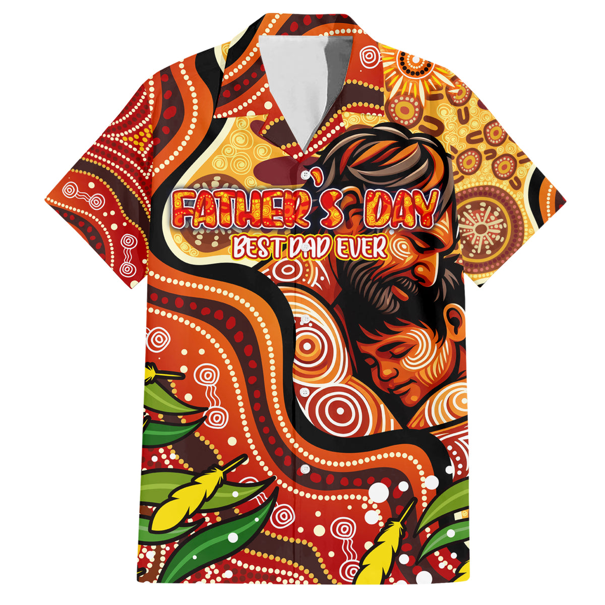 Custom Father's Day Australia Hawaiian Shirt Best Dad Ever Aboriginal Art