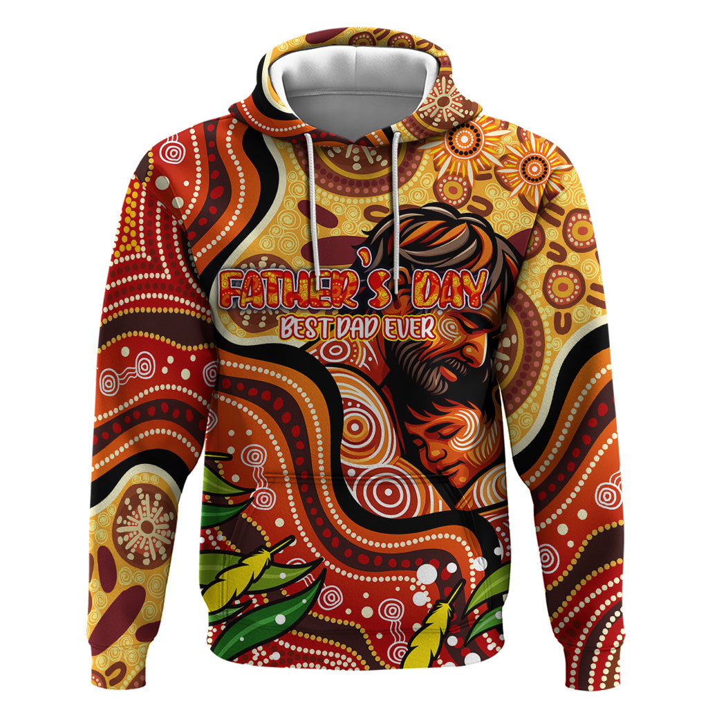 Custom Father's Day Australia Hoodie Best Dad Ever Aboriginal Art