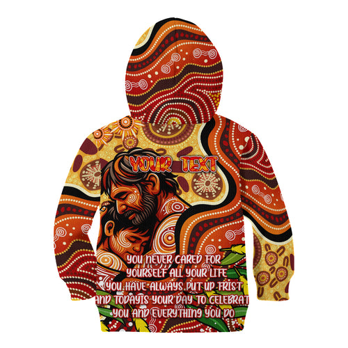 Custom Father's Day Australia Kid Hoodie Best Dad Ever Aboriginal Art