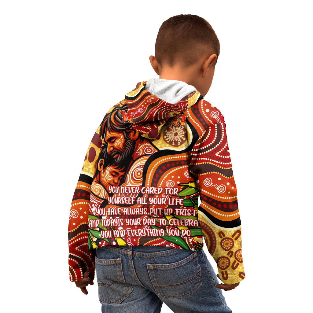 Custom Father's Day Australia Kid Hoodie Best Dad Ever Aboriginal Art