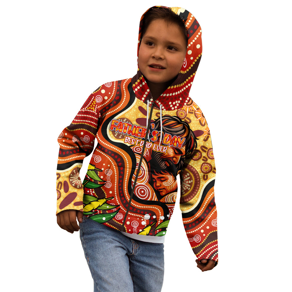 Custom Father's Day Australia Kid Hoodie Best Dad Ever Aboriginal Art
