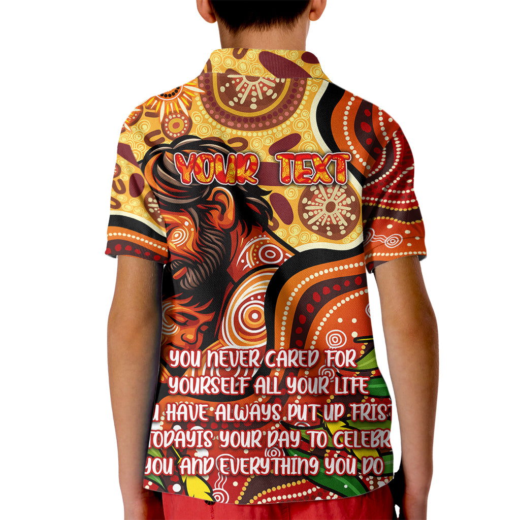 Custom Father's Day Australia Kid Polo Shirt Best Dad Ever Aboriginal Art