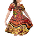 Custom Father's Day Australia Kid Short Sleeve Dress Best Dad Ever Aboriginal Art