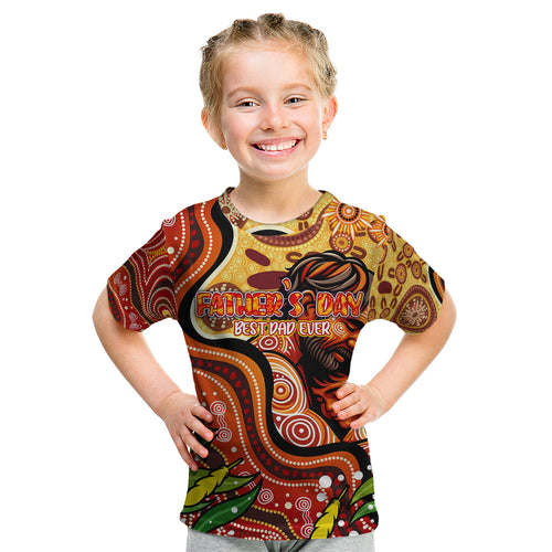 Custom Father's Day Australia Kid T Shirt Best Dad Ever Aboriginal Art