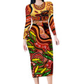 Custom Father's Day Australia Long Sleeve Bodycon Dress Best Dad Ever Aboriginal Art