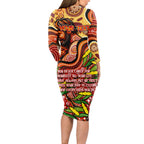 Custom Father's Day Australia Long Sleeve Bodycon Dress Best Dad Ever Aboriginal Art