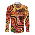 Custom Father's Day Australia Long Sleeve Button Shirt Best Dad Ever Aboriginal Art