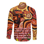 Custom Father's Day Australia Long Sleeve Button Shirt Best Dad Ever Aboriginal Art