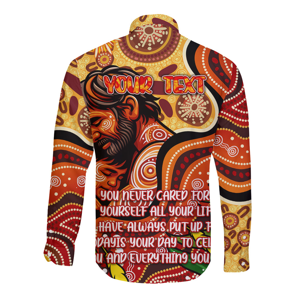 Custom Father's Day Australia Long Sleeve Button Shirt Best Dad Ever Aboriginal Art