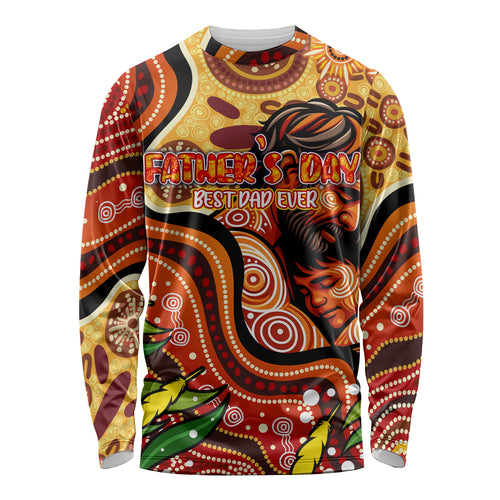 Custom Father's Day Australia Long Sleeve Shirt Best Dad Ever Aboriginal Art