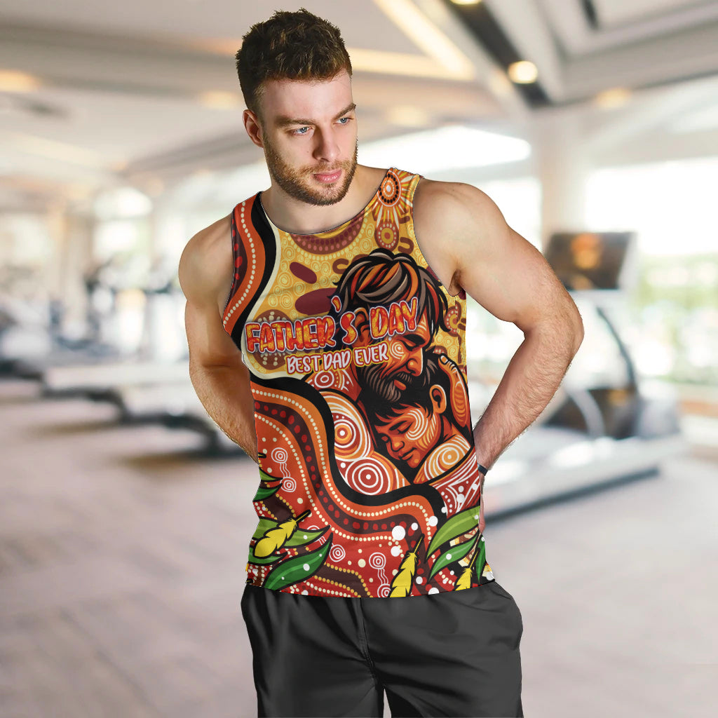 Custom Father's Day Australia Men Tank Top Best Dad Ever Aboriginal Art